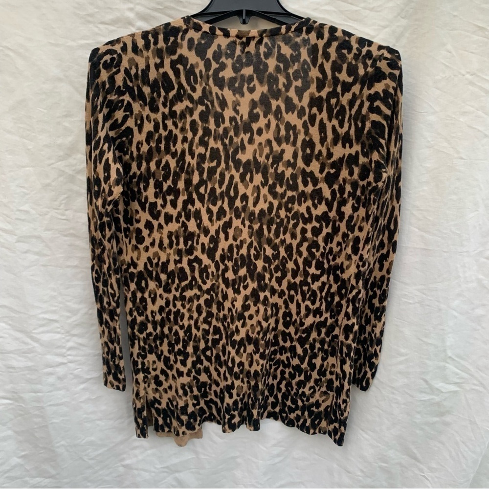 Halogen Linen Blend Leopard Print Cardigan Mobwife Animal Print Size Large - Picture 4 of 7